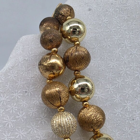 LISNER Statement Vintage Double Strand Gold Tone & Crystal Bead Necklace - Picture 3 of 8